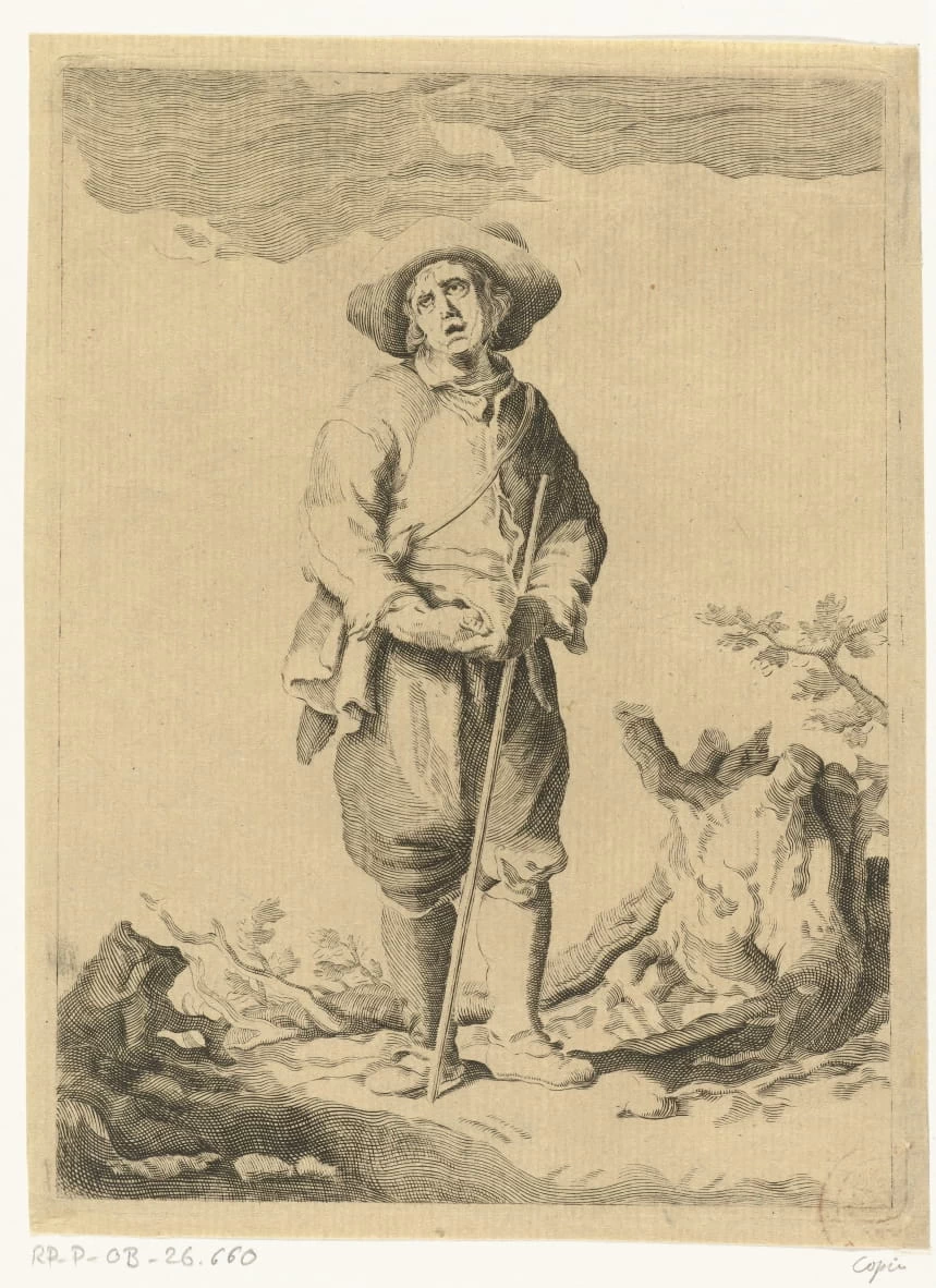 Uomo in piedi con il bastone nel paesaggio - Rijks Museum Amsterdam